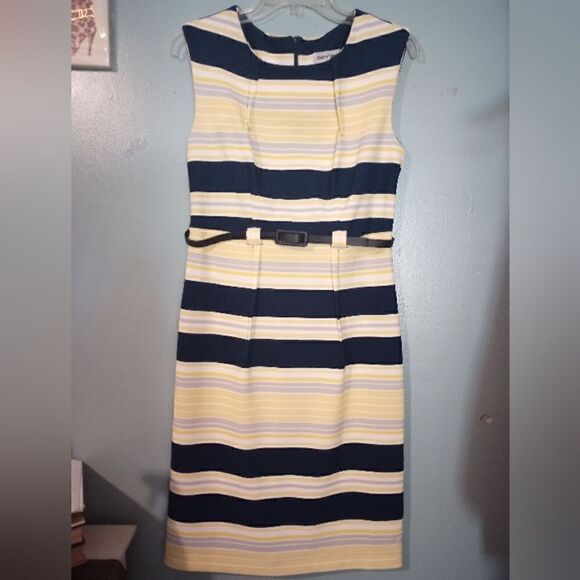 Shelby + Palmer sleeveless striped midi dress with belt - Picture 12 of 13